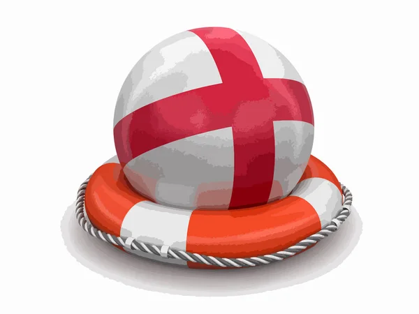 Ball English Flag Lifebuoy Image Clipping Path — Stock Vector