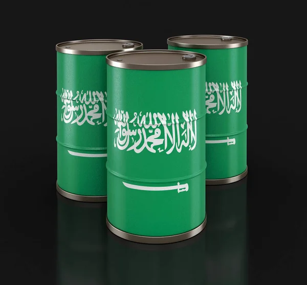 Barril Petróleo Com Bandeira Arábia Saudita Imagem Com Caminho Recorte — Fotografia de Stock