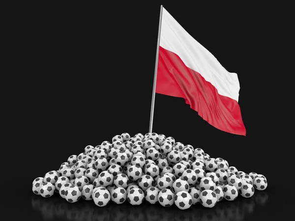 Piłka Nożna Piłki Nożne Flagą Polski Obraz Ścieżką Przycinającą — Zdjęcie stockowe