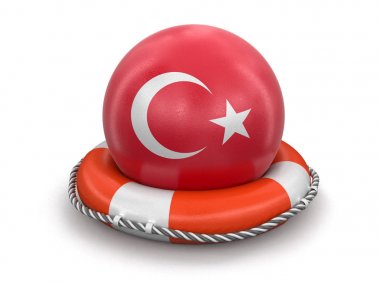 Lifebuoy üzerinde Türk bayrağı ile top. Görüntü kırpma yolu ile