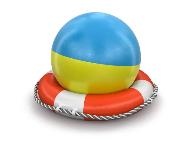 Ukrayna Ile Topu Lifebuoy Bayrağı Görüntü Kırpma Yolu Ile — Stok fotoğraf