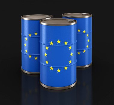 Avrupa Birliği'nin petrol varil ile bayrak. Görüntü kırpma yolu ile