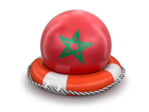 Bola Con Bandera Marroquí Boya Salvavidas Imagen Con Ruta Recorte —  Fotos de Stock