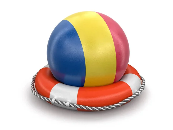 Ball Romanian Flag Lifebuoy Image Clipping Path — Stock Photo, Image