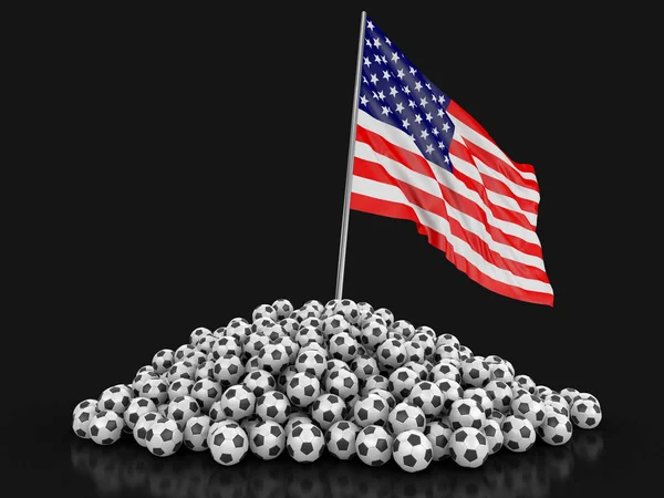 有美国国旗的足球 图像的剪切路径 — 图库照片