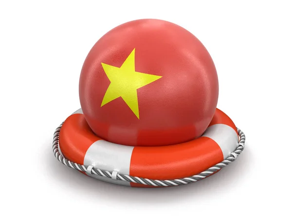 Ball Vietnamese Flag Lifebuoy Image Clipping Path — Stock Photo, Image