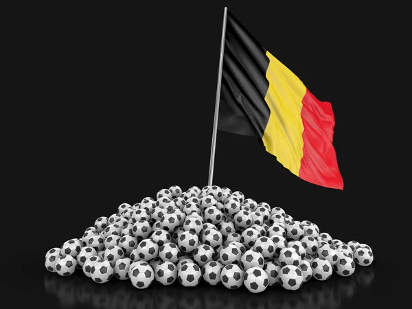 Piłka Nożna Piłki Nożne Banderą Belgijską Obraz Ścieżką Przycinającą — Zdjęcie stockowe