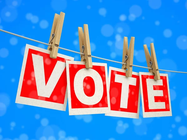 投票でロープで木製の洗濯はさみ クリッピング パスとイメージ — ストック写真