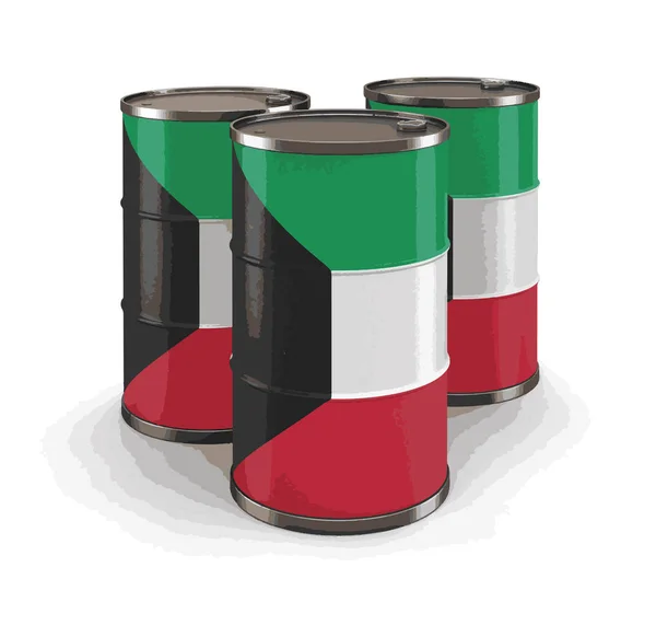 Barril Petróleo Com Bandeira Kuwait Imagem Com Caminho Recorte — Vetor de Stock