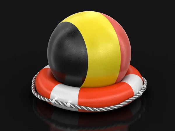 Ball Belgian Flag Lifebuoy Image Clipping Path — Stock Photo, Image