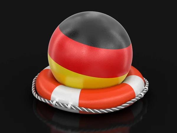 Bola Com Bandeira Alemã Boia Salva Vidas Imagem Com Caminho — Fotografia de Stock