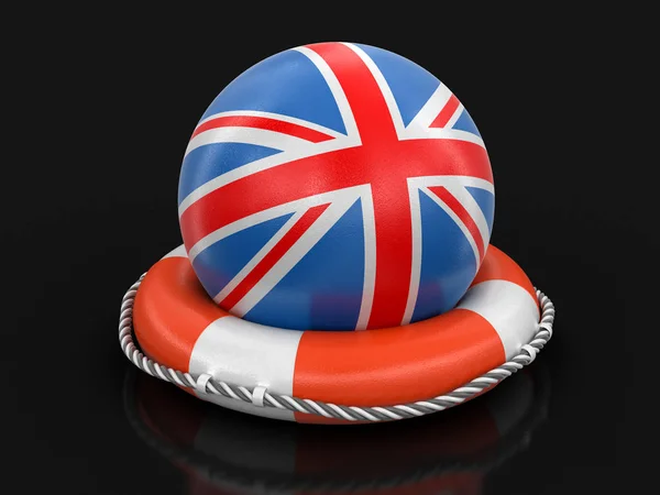 Ball British Flag Lifebuoy Image Clipping Path — Stock Photo, Image