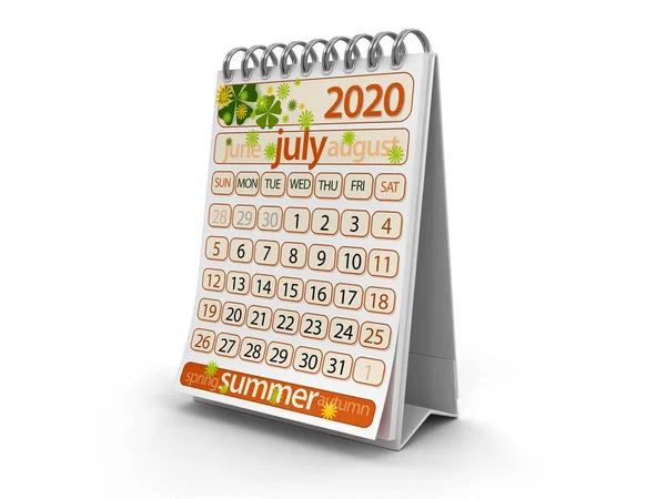 Календарь Июль 2020 Года — стоковое фото