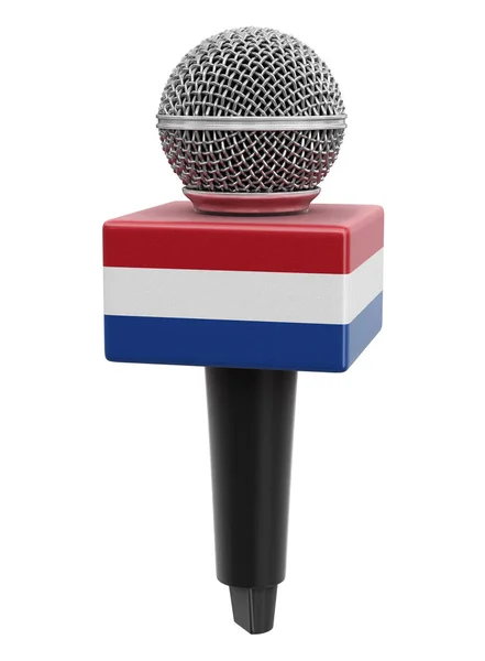 Mikrofon Und Niederländische Flagge Bild Mit Ausschnittspfad — Stockfoto