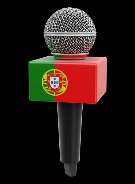 Microphone Drapeau Portugais Image Avec Chemin Coupure — Photo