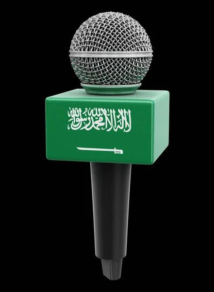 Microfone Com Bandeira Arábia Saudita Imagem Com Caminho Recorte — Fotografia de Stock