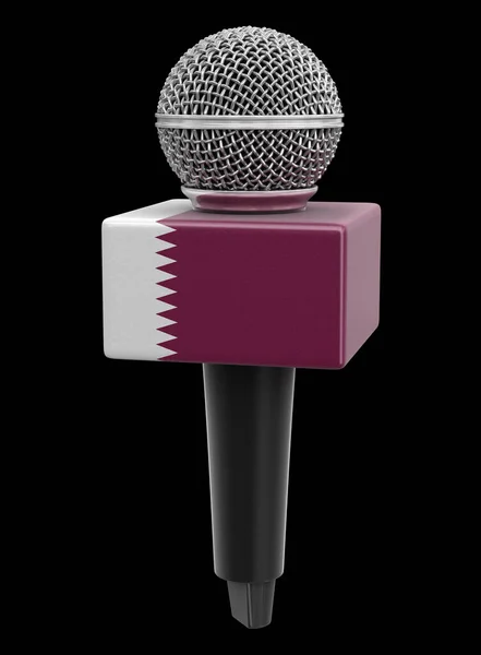 Microfone Com Bandeira Qatar Imagem Com Caminho Recorte — Fotografia de Stock