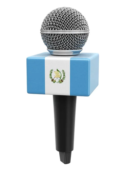 Mikrofon Und Flagge Der Republik Guatemala Bild Mit Ausschnittspfad — Stockfoto