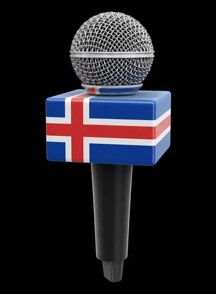 Microphone Icelandic Flag Image Clipping Path — Stock Photo, Image