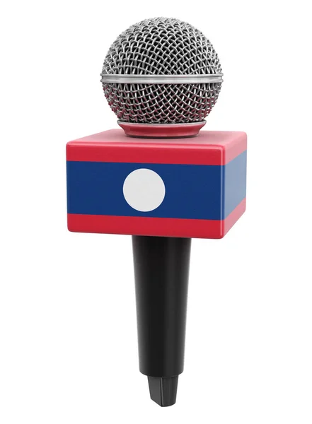 Microfone Bandeira Laos Imagem Com Caminho Recorte — Fotografia de Stock