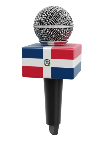 Microfono Bandiera Della Repubblica Dominicana Percorso Ritaglio Incluso — Foto Stock