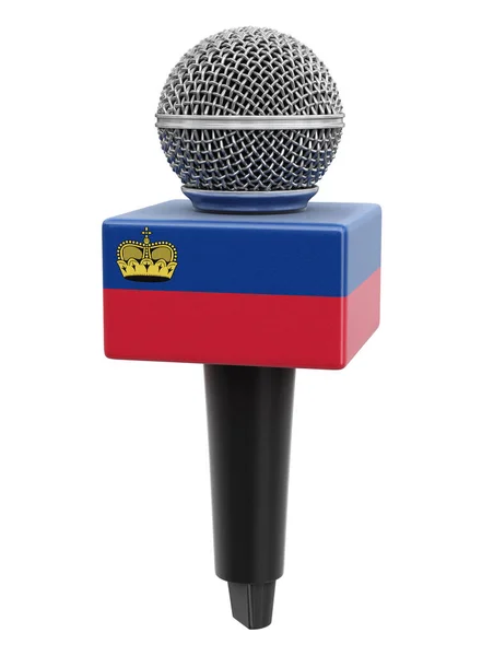 Mikrofon Dan Bendera Liechtenstein Gambar Dengan Tapak Kliping — Stok Foto