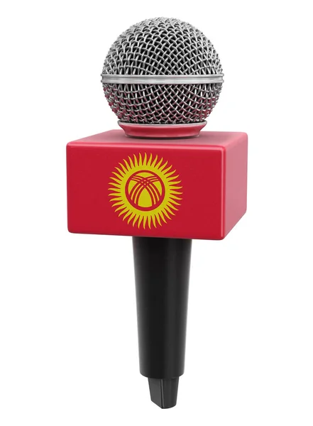 Microfone Bandeira Kirghiz Imagem Com Caminho Recorte — Fotografia de Stock
