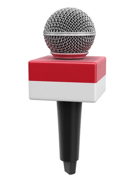 Mikrofon Dan Bendera Monako Gambar Dengan Tapak Kliping — Stok Foto