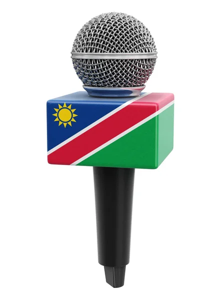 Microfoon Namibië Vlag Afbeelding Met Knippad — Stockfoto