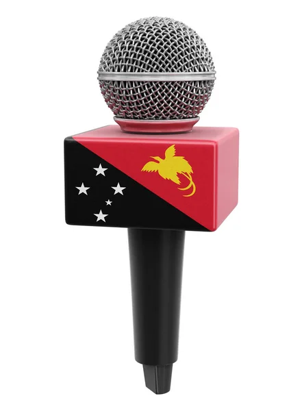 Microphone Papua New Guinea Flag Image Clipping Path — Stock Photo, Image