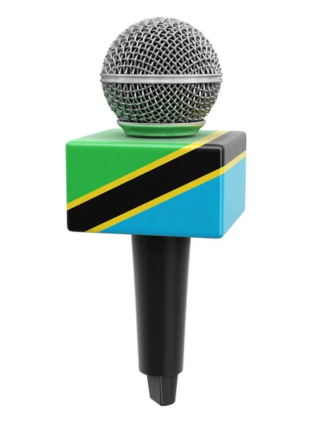 Mikrofon Tanzanya Bayrağı Kırpma Yolu Ile Resim — Stok fotoğraf