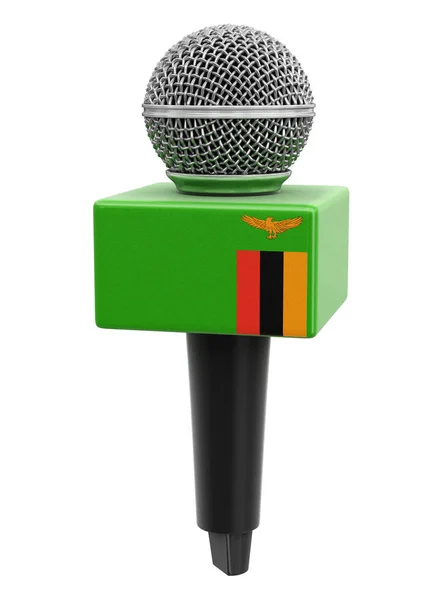 Microfone Bandeira Zâmbia Imagem Com Caminho Recorte — Fotografia de Stock