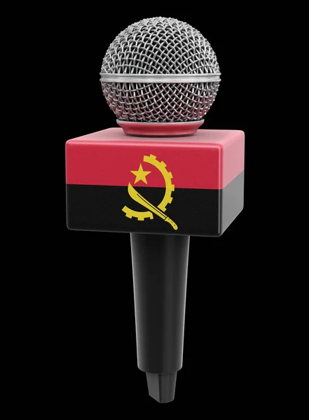 Mikrofon Und Angolanische Flagge Bild Mit Ausschnittspfad — Stockfoto