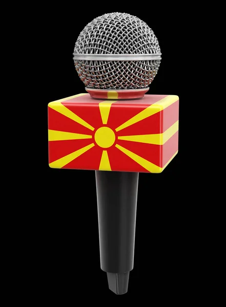 麦克风和马其顿国旗 带有剪切路径的图像 — 图库照片