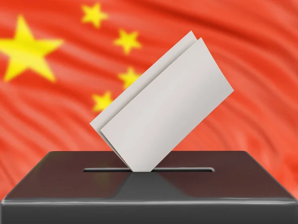 Wahlurne Mit Chinesischer Flagge Hintergrund — Stockfoto