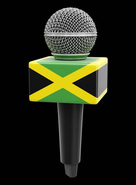 Микрофон Флаг Ямайки Изображение Пути Обрезки — стоковое фото