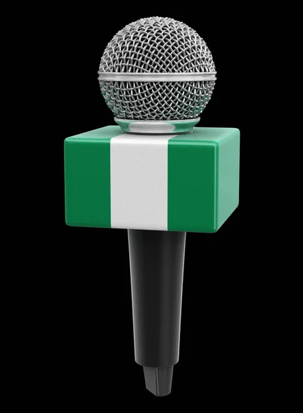 Micrófono Bandera Nigeriana Imagen Con Ruta Recorte —  Fotos de Stock