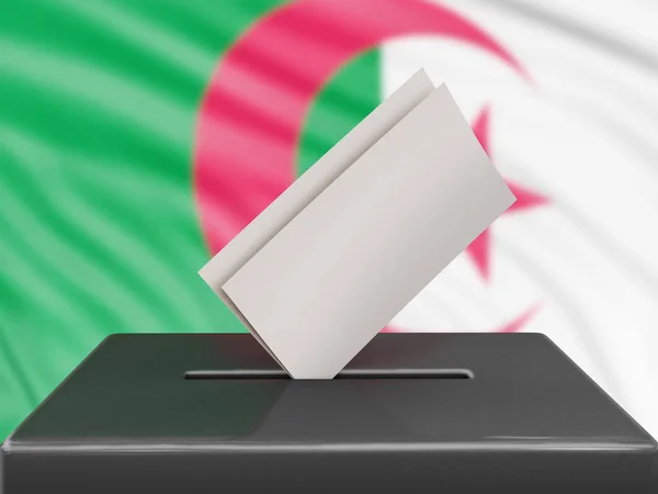 Ballot Box Algerian Flag Background — Stock Photo, Image