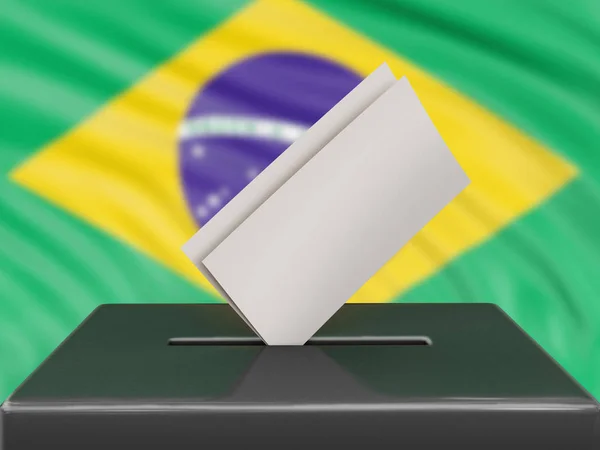 Caja Votación Con Bandera Brasil Fondo —  Fotos de Stock