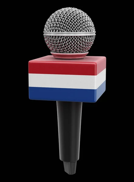 Microfone Bandeira Holandesa Imagem Com Caminho Recorte — Fotografia de Stock