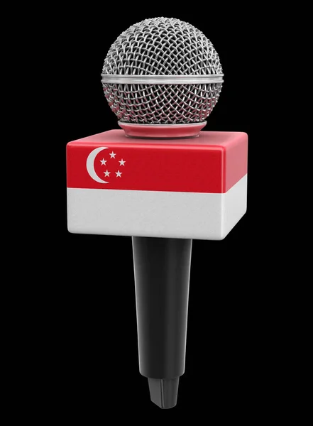Microphone Singapore Flag Image Clipping Path — Stock Photo, Image