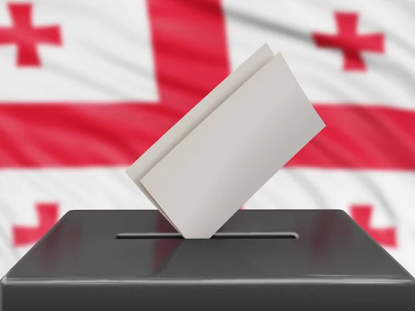 Wahlurne Mit Georgischer Flagge Hintergrund — Stockfoto