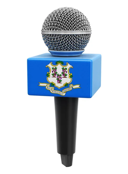 Микрофон Флаг Коннектикута Изображение Пути Обрезки — стоковое фото