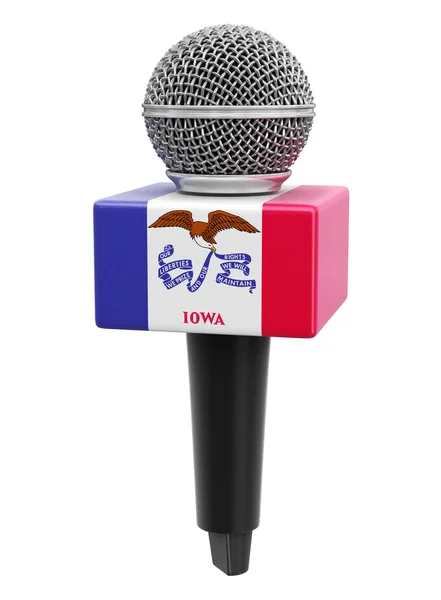 Mikrofon Och Iowa Flagga Bild Med Klippbana — Stockfoto