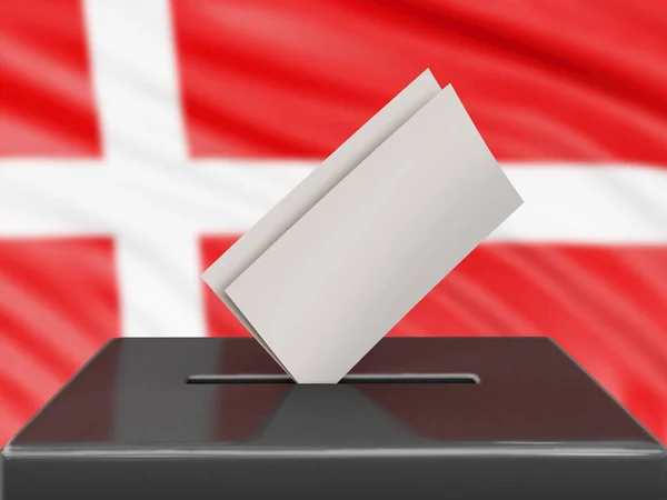 Wahlurne Mit Dänischer Flagge Hintergrund — Stockfoto