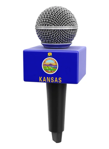 Micrófono Bandera Kansas Imagen Con Ruta Recorte — Foto de Stock