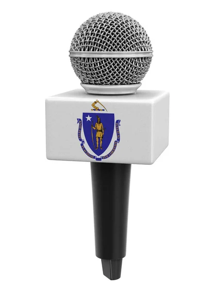 Microfone Bandeira Massachusetts Imagem Com Caminho Recorte — Fotografia de Stock
