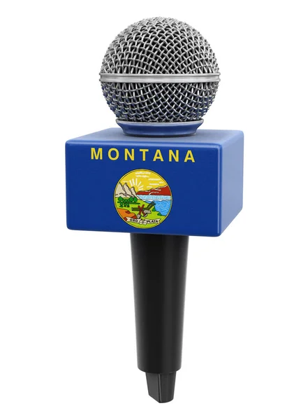 Microfone Bandeira Montana Imagem Com Caminho Recorte — Fotografia de Stock