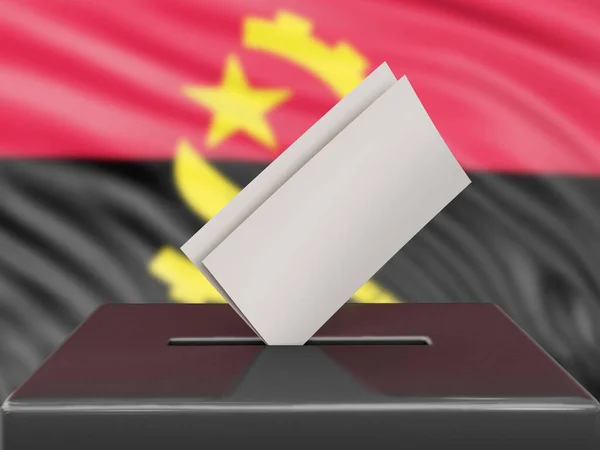 Ящик Голосования Флагом Анголы Заднем Плане — стоковое фото