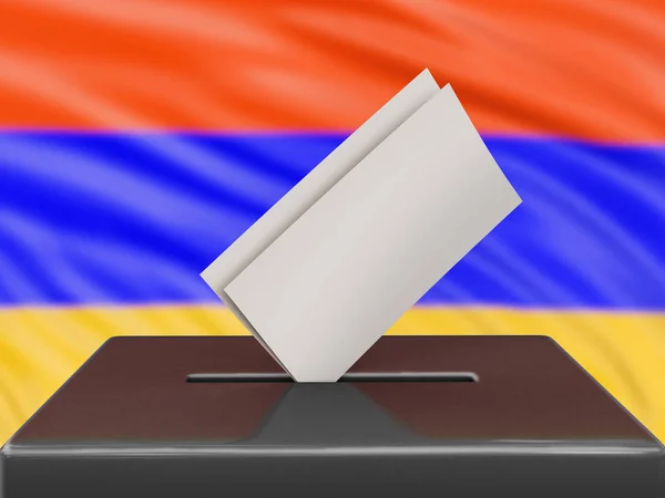 Caja Votación Con Bandera Armenia Fondo —  Fotos de Stock